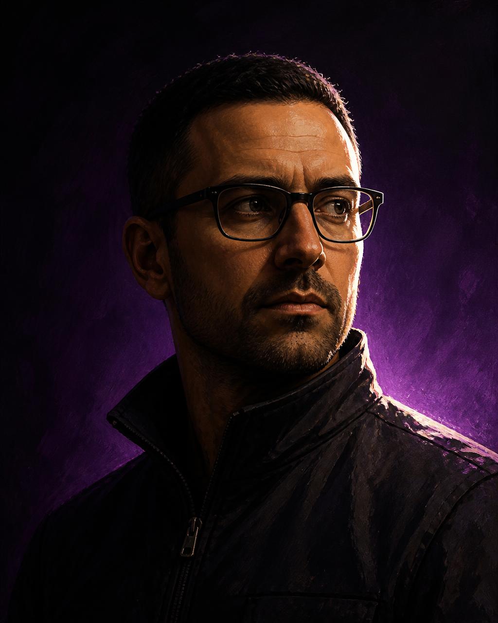 Illustrated portrait of Genesis, Security & Backend Engineer at LivFastt Studio